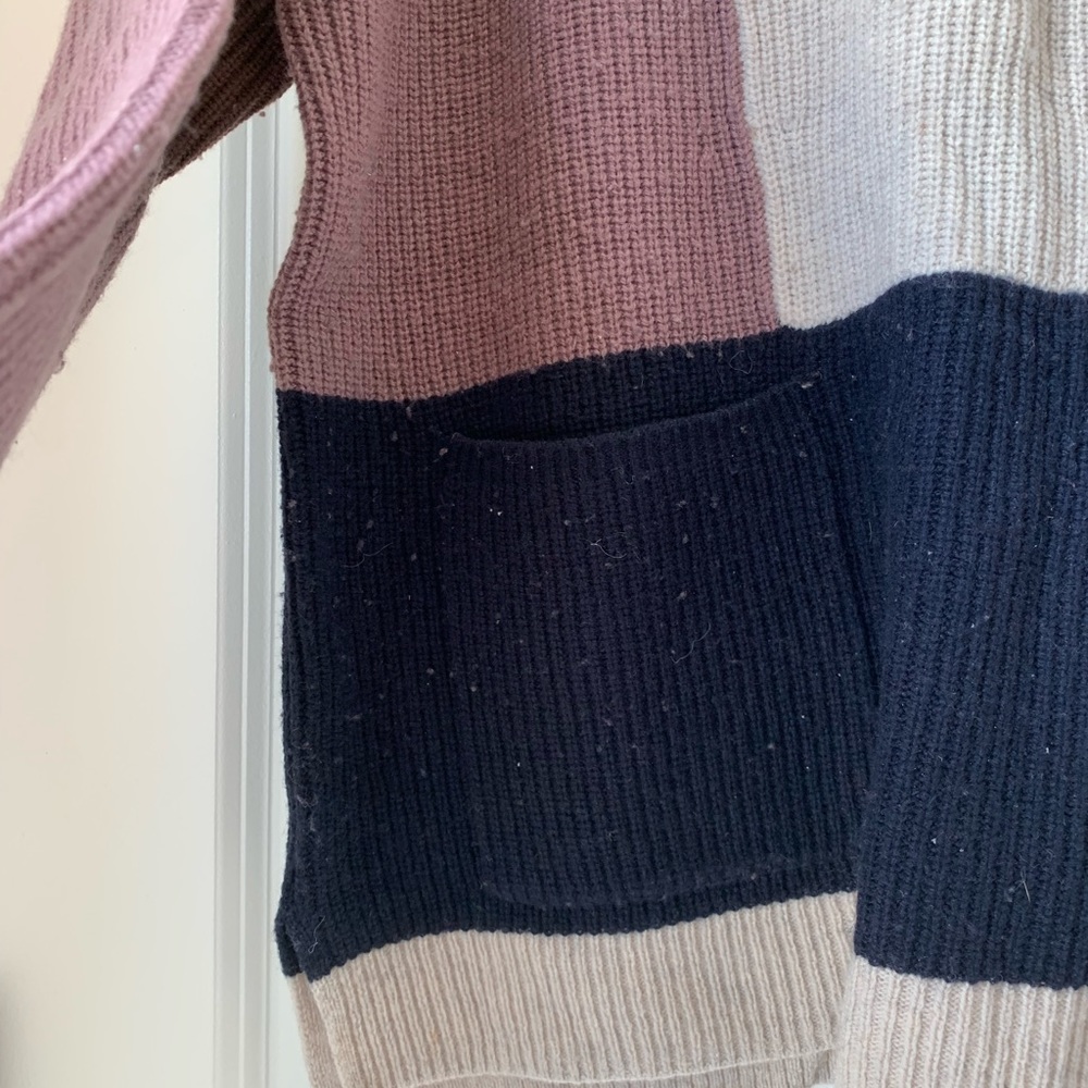 Madewell‎ Sweater Women’s Wool Blend Purple Color Block Half Zip Pullover Size S - Picture 8 of 14